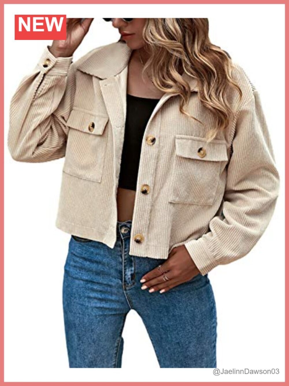 Cropped Corduroy Shacket Button Down Relaxed Fit Lightweight Casual Jacket
